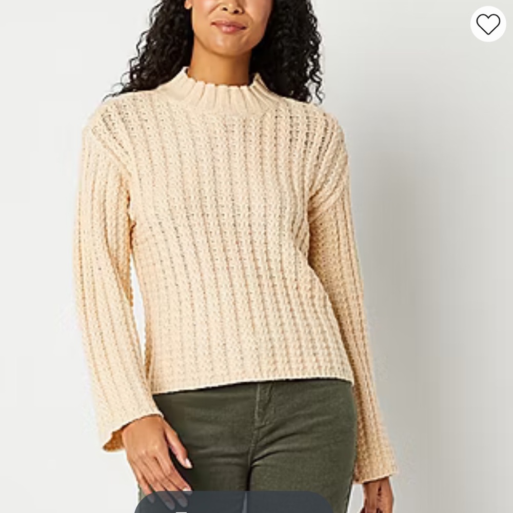 St. John's Bay Womens Mock Neck Long Sleeve Pullover Sweater Sise M